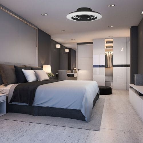 Ventilateur plafond sans pale apparente Alisio XL Noir dans une chambre