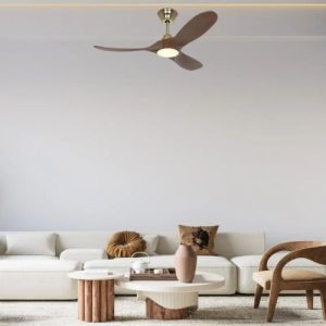 Ventilateur plafonnier Eco Genuino 122 cm couleur Laiton et noyer