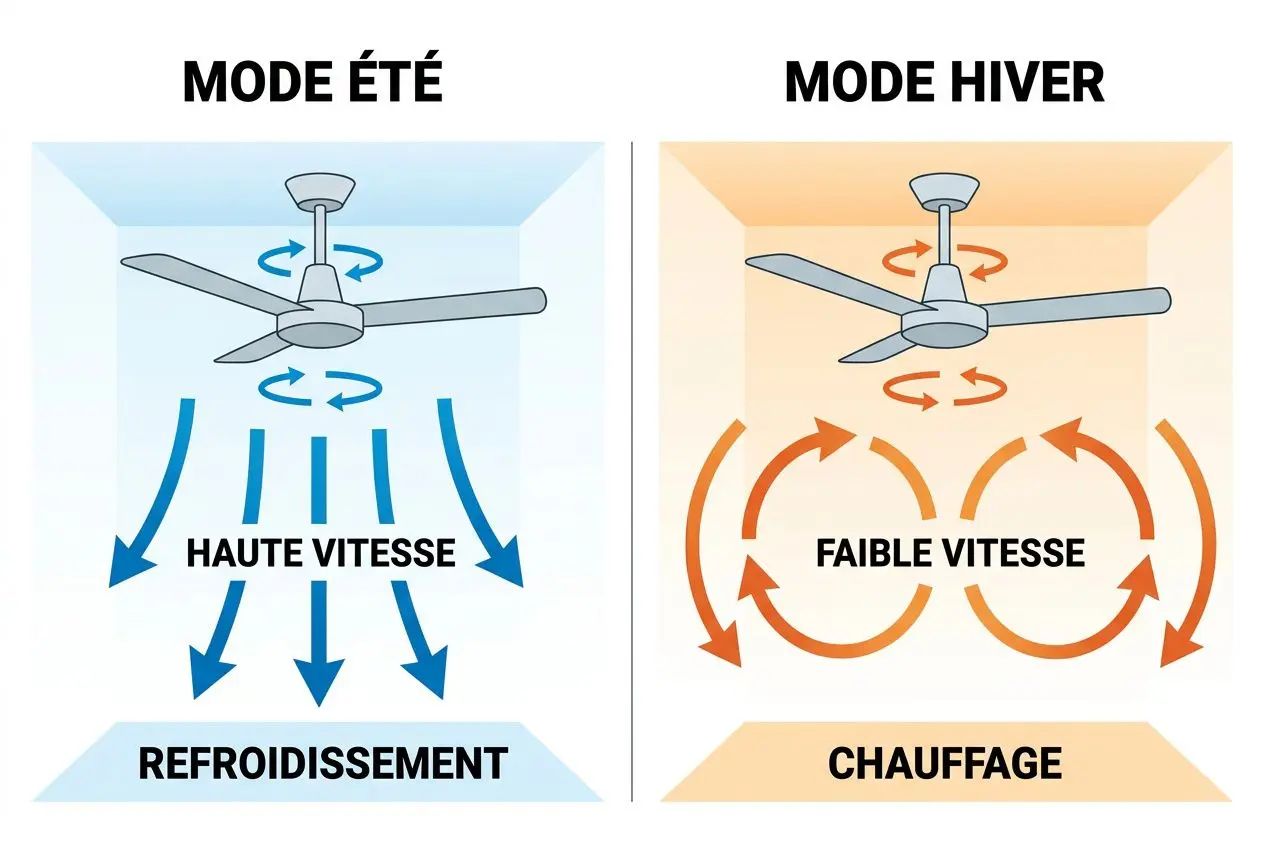 Guide étape par étape : comment installer un ventilateur de plafond avec télécommande, avec fixation, branchement électrique et configuration du récepteur.